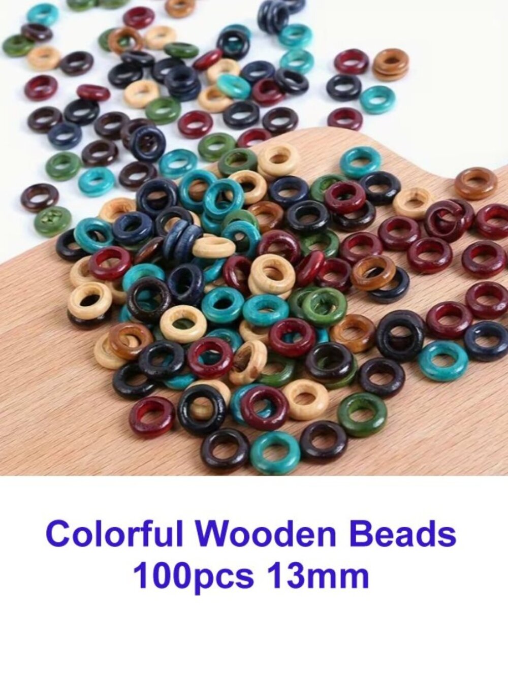 Colorful Wooden Beads 100pcs 13mm